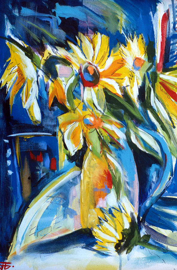 Sunflower Vase Painting by John Gholson