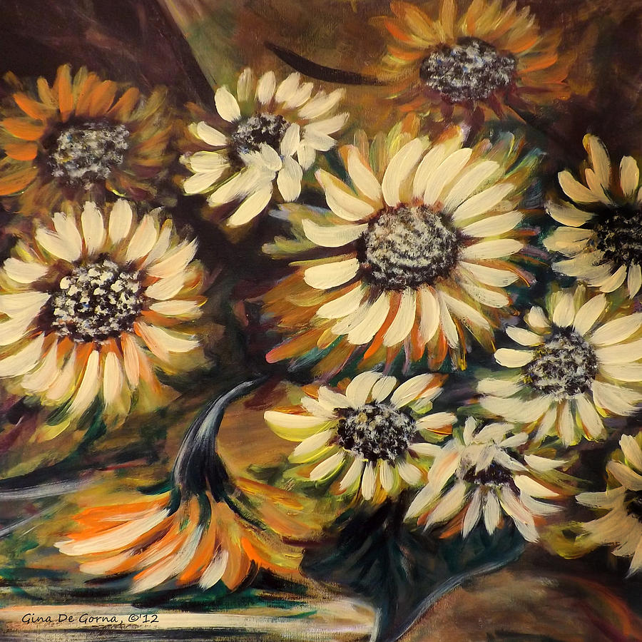 Sunflowers 12 Square Painting Painting by Gina De Gorna