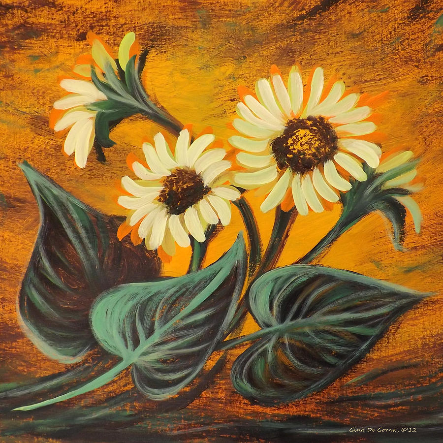 Flower Painting - Sunflowers 14 Square Painting by Gina De Gorna