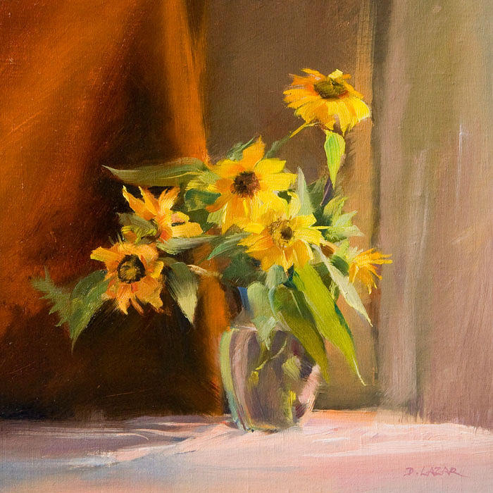 Still Life Painting - Sunflowers Before Hurricane Irene by Deborah Lazar