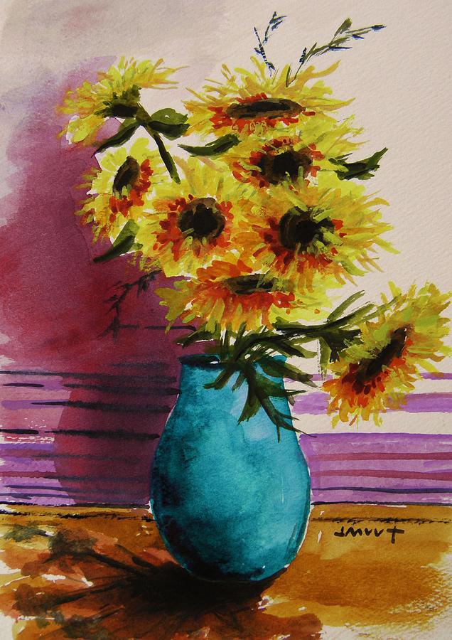 Sunflowers in Turquoise Painting by John Williams