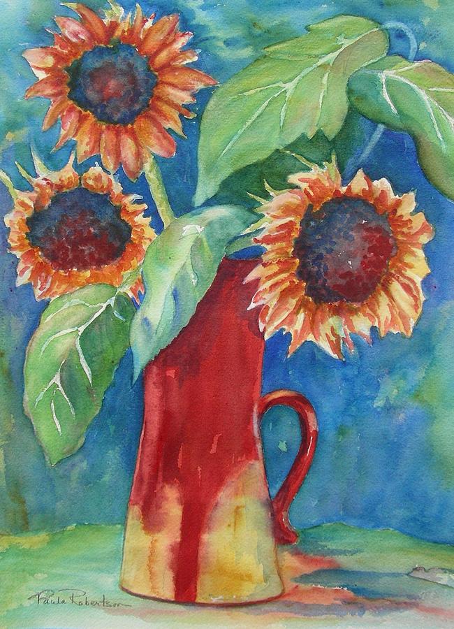 Sunflowers Painting by Paula Robertson