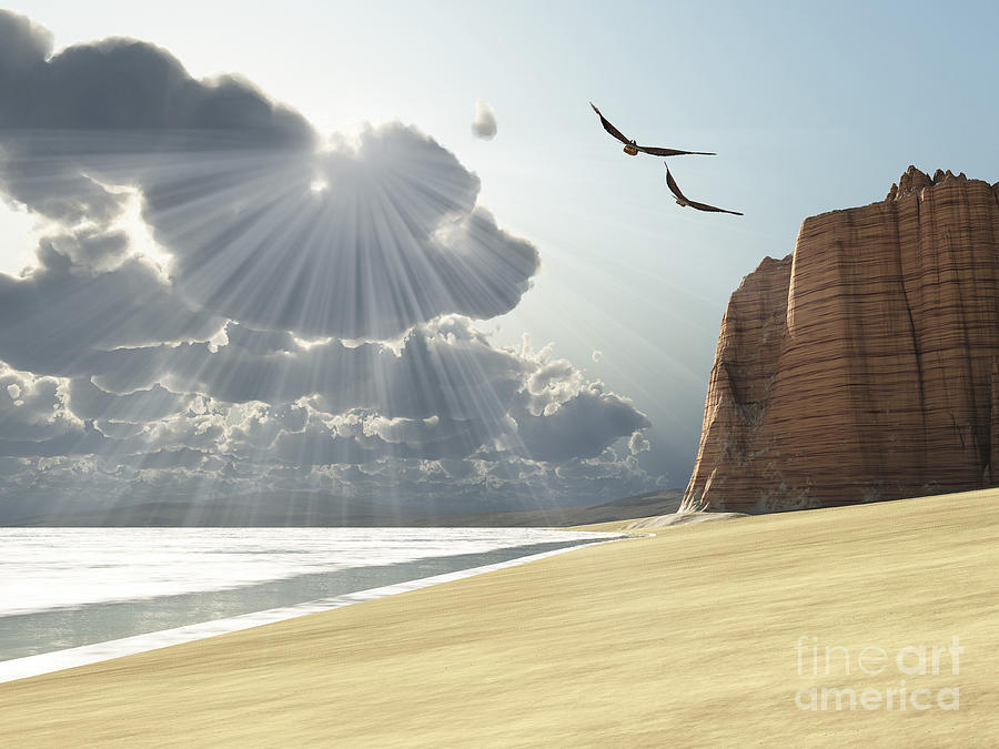 Fantasy Digital Art - Sunlight Shines Down On Two Birds by Corey Ford