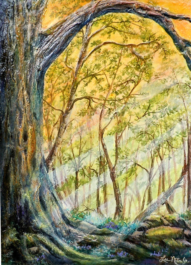 Sunlit Forest Painting by Lee Nixon