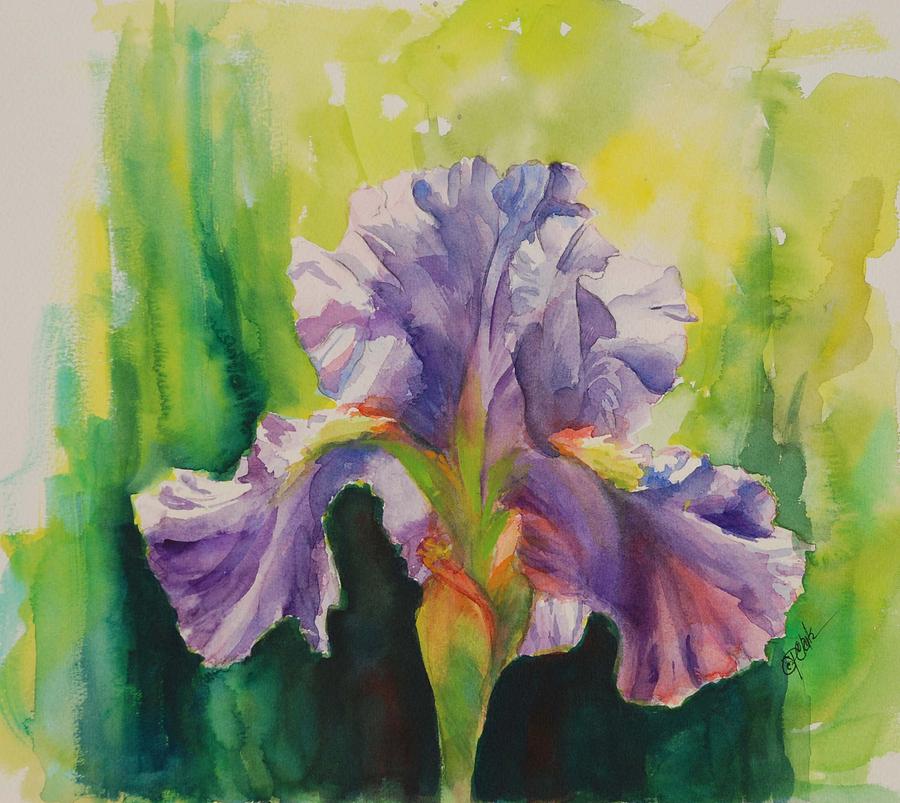 Sunlit Lavender Iris Painting by Donna Pierce-Clark - Fine Art America