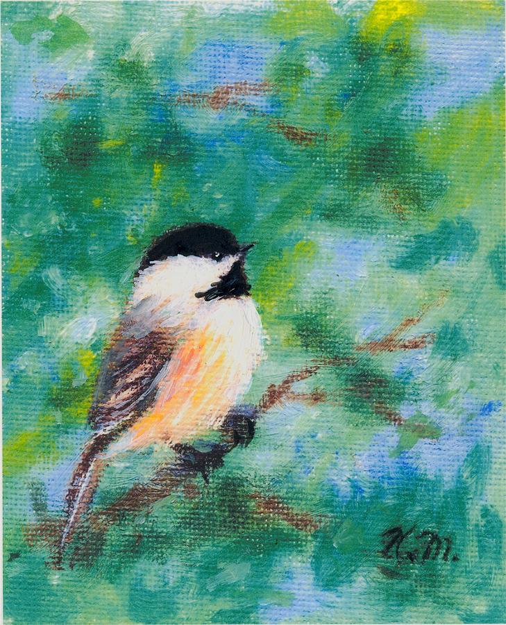 Sunny Day Chickadee - Bird 1 Painting by Kathleen McDermott
