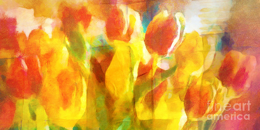 Flower Painting - Sunny Tulips by Lutz Baar