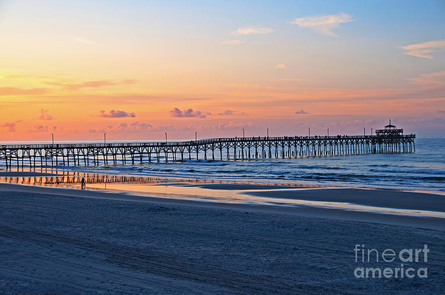 Sunrise at Cherry Grove Pier Photograph by Bob and Nancy Kendrick