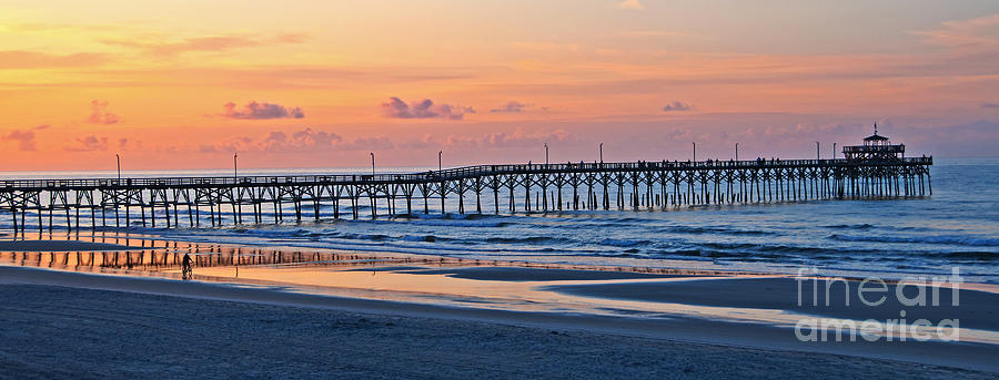 Sunrise at Cherry Grove Pier Panorama Photograph by Bob and Nancy Kendrick