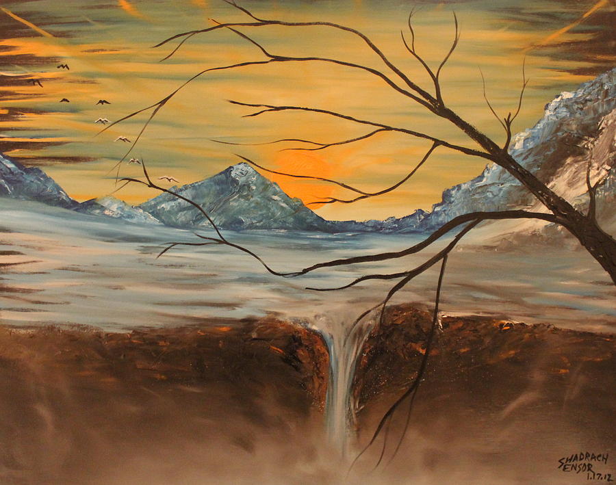 Mountain Painting - Sunrise End by Shadrach Ensor