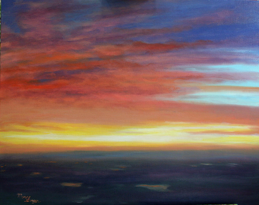 Landscape Painting - Sunrise From Above by Mary Singer