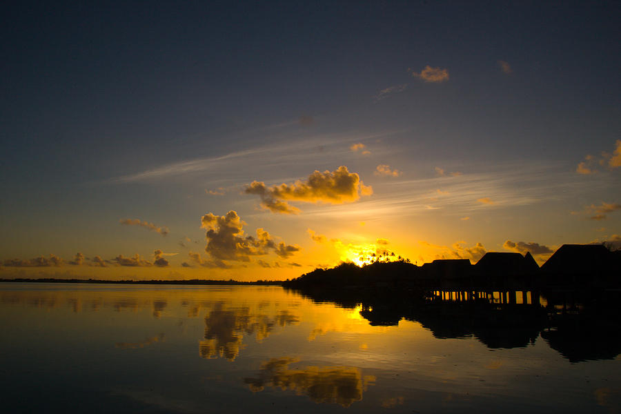 Sunrise in Bora Bora with Overwater Bungalows Photograph by Benjamin ...