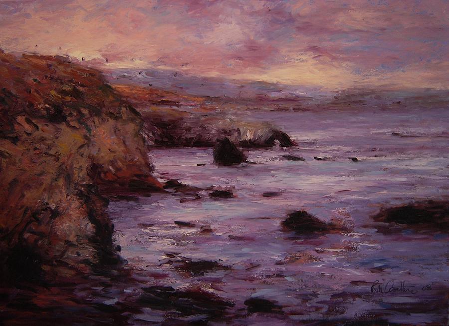 Seascape Painting - Sunrise in violet near Pismo Beach by R W Goetting