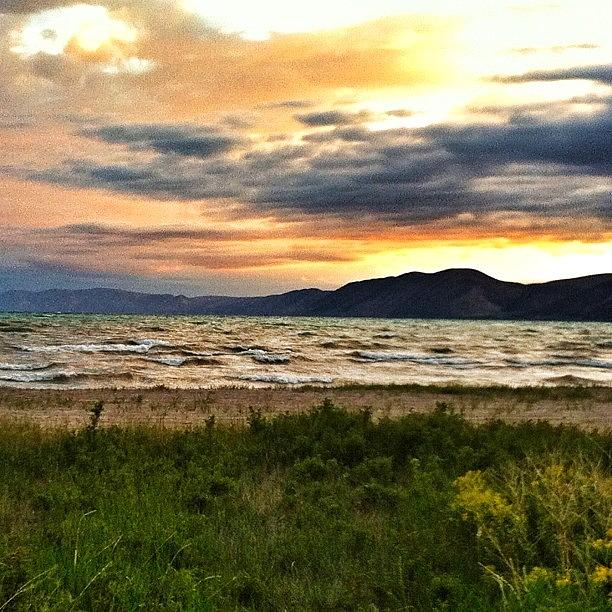 Snapseed Photograph - Sunrise On A Windy Bear Lake Morning by Heather Holt