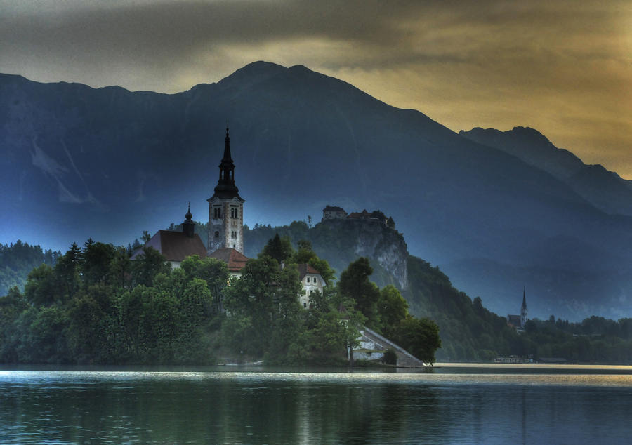 Sunrise on Lake Bled Photograph by Don Wolf
