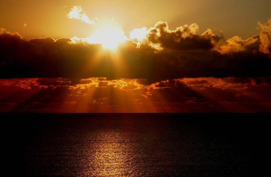Boat Photograph - Sunrise on sea 1 by Sumit Mehndiratta