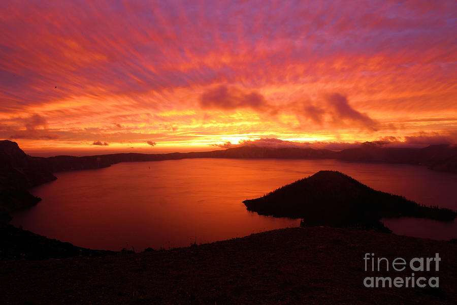 Crater Lake National Park Photograph - Sunrise Over Crater Lake by Adam Jewell