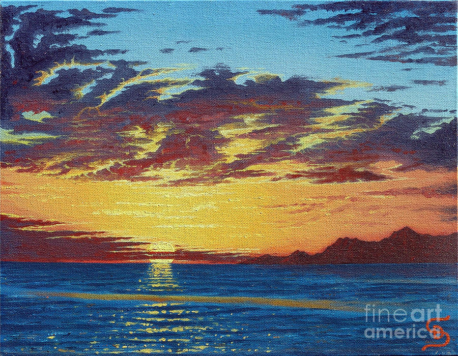 Sunrise over Gonzaga Bay Painting by Dumitru Sandru