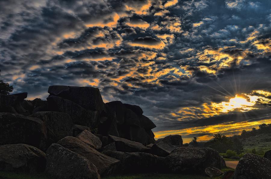 Sunrise over Little Round Top Photograph by Dave Sandt