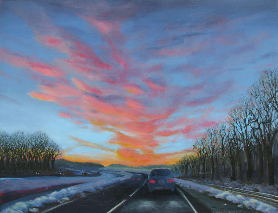 Sunrise over the Highway Painting by Art Nomad Sandra  Hansen