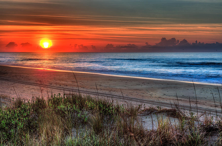 Sunrise Over the Ocean Ocracoke Island Outer Banks I Photograph by Dan Carmichael