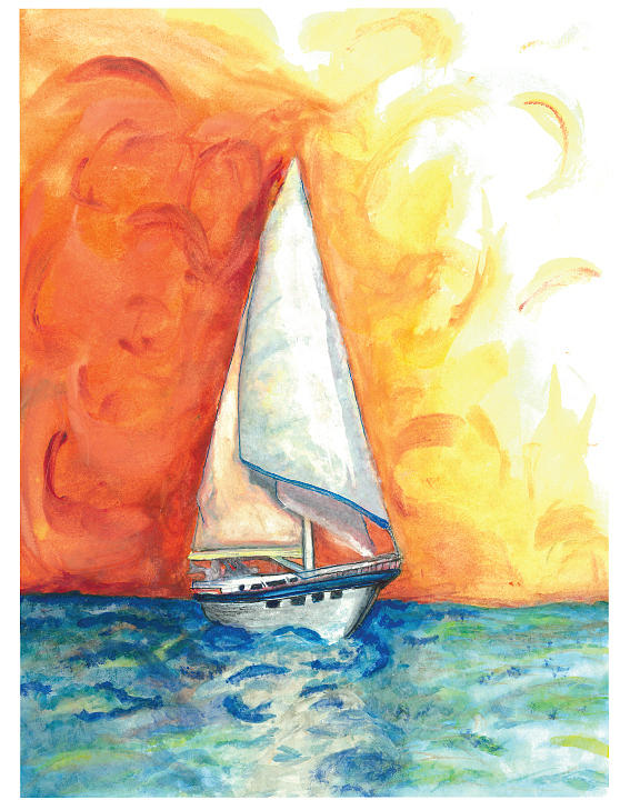 Sunrise Sailboat Painting By Megan Slabaugh - Fine Art America