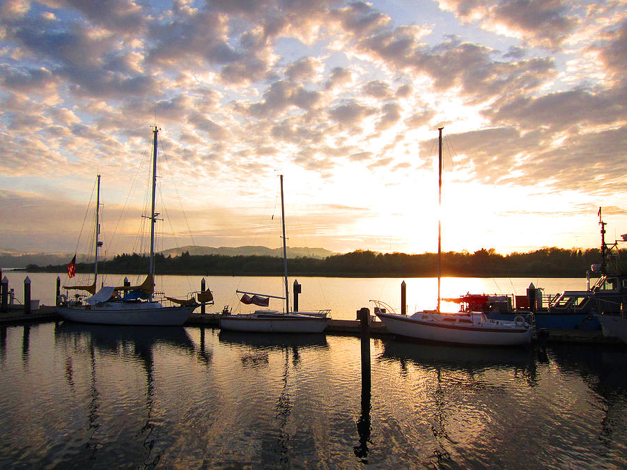 Sunrise Photograph - Sunrise Sailboats on Coos Bay by Gary Rifkin Sunrise Photograph - Sunrise Sailboats on Coos Bay by Gary Rifkin