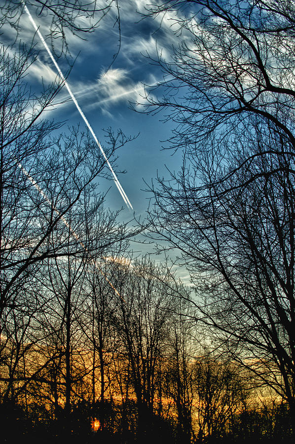 Sunset and Contrails on the Saucon Trail Photograph by D L McDowell-Hiss