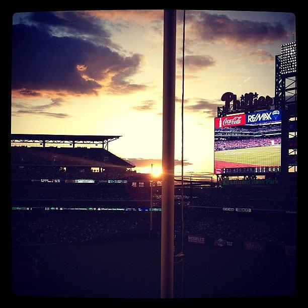 Sunset Photograph - Sunset At Citizens Bank Park. Lets Go by Kim Kay