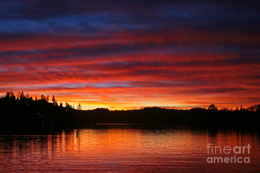 Sunset at Dusk at Lake Arrowhead, California Photograph by Kenny Bosak