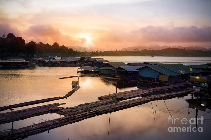 Sunset At Fisherman Villages  Photograph by Setsiri Silapasuwanchai