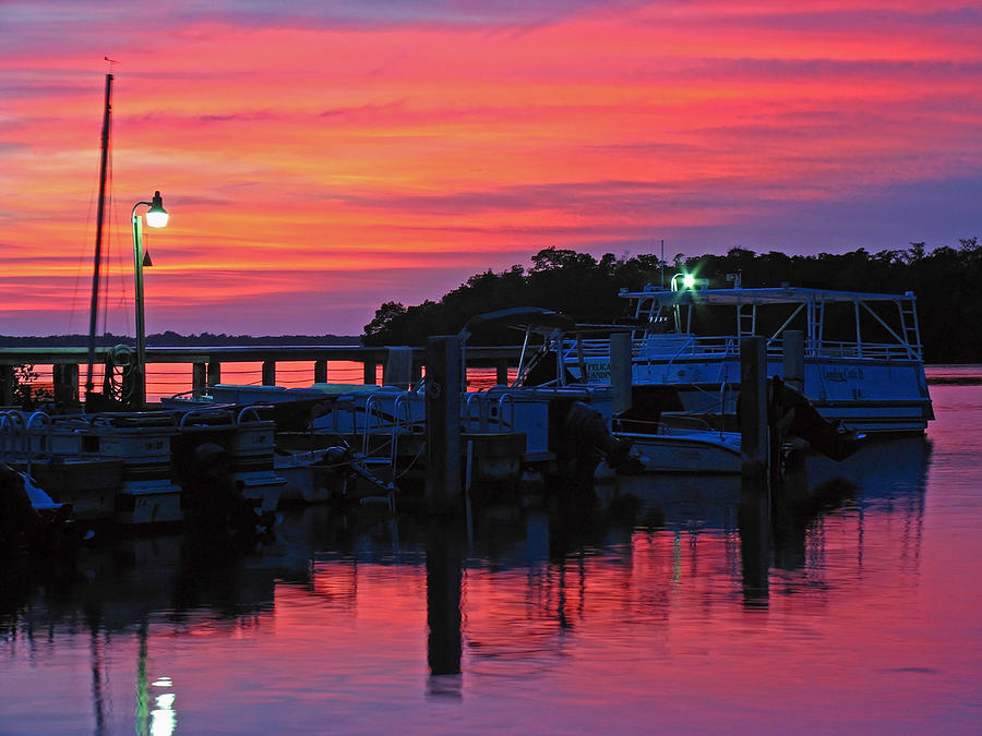 Sunset At Florida Estero Bay Marina by Juergen Roth