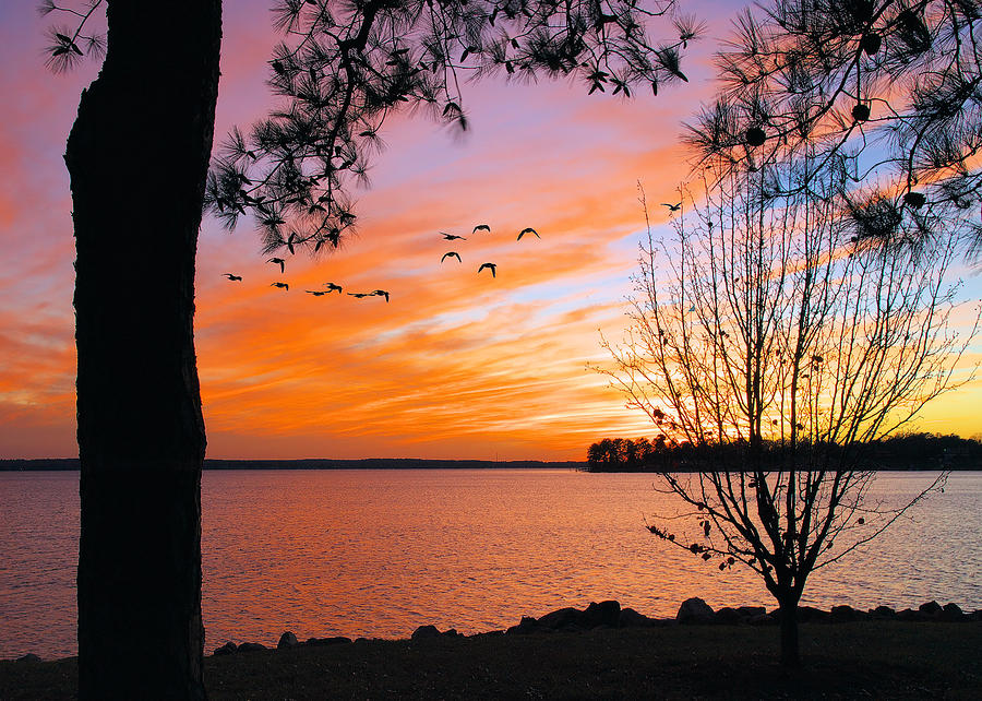 Sunset at Lake Murray Photograph by Mike Covington