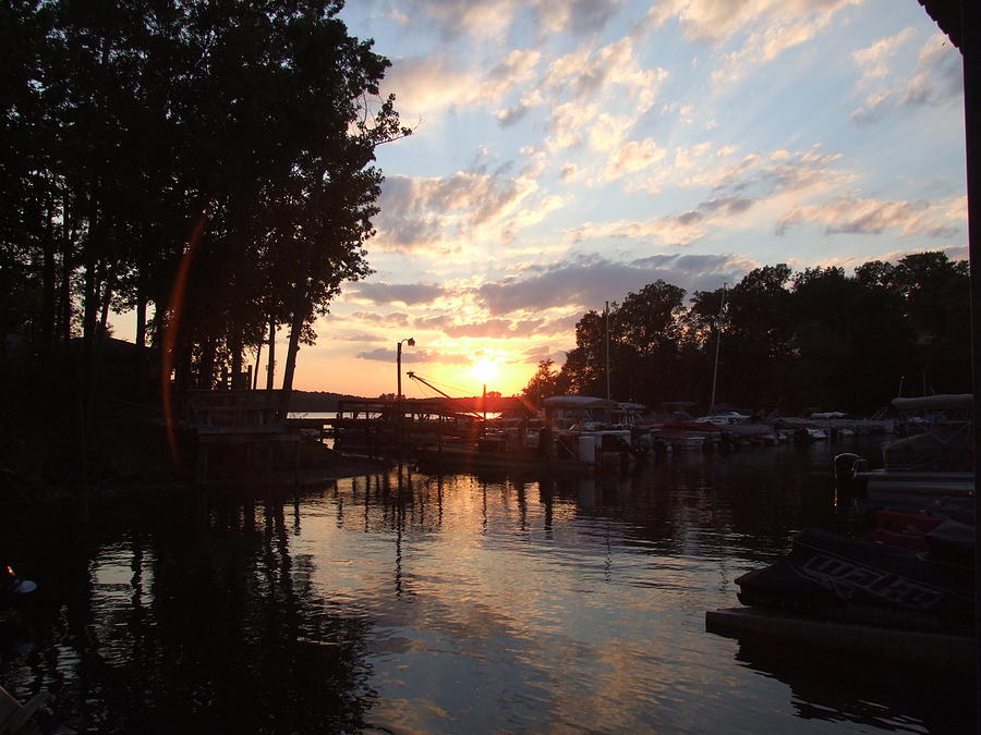 Sunset At Tega Cay Marina Photograph By Wendy Hope - Fine Art America