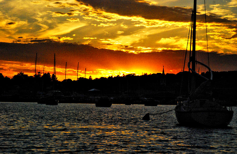 Sunset At The Harbor Photograph by Janice Adomeit