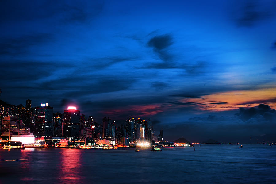 Sunset at Victoria harbour Photograph by Afrison Ma