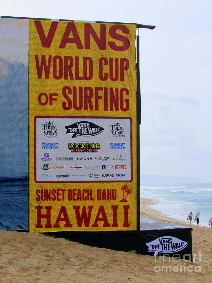 Sign Photograph - Sunset Beach World Cup Surfing by Mary Deal