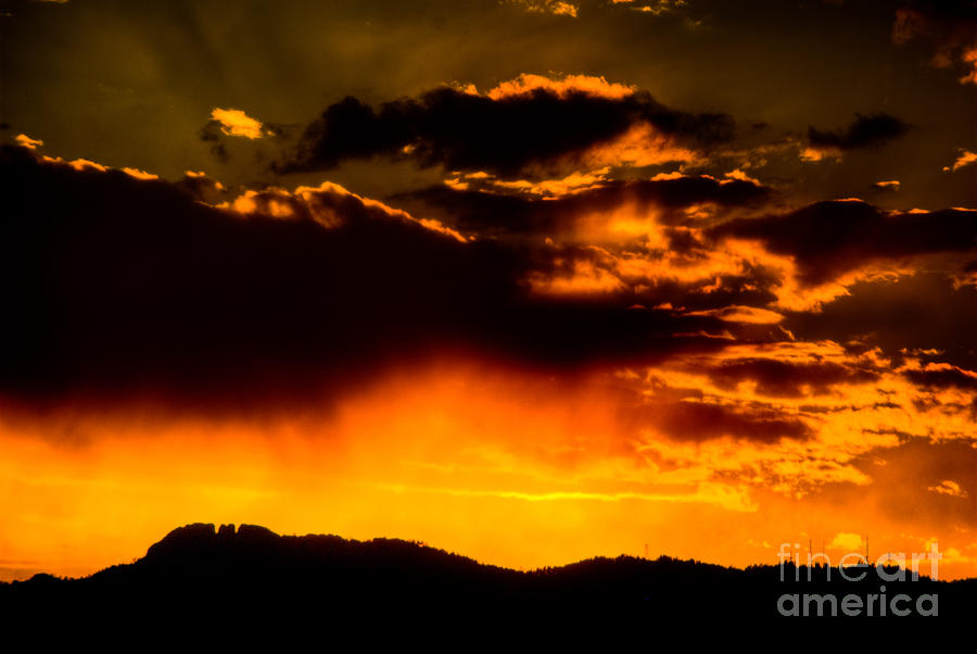 Sunset behind Horsetooth Rock Photograph by Harry Strharsky