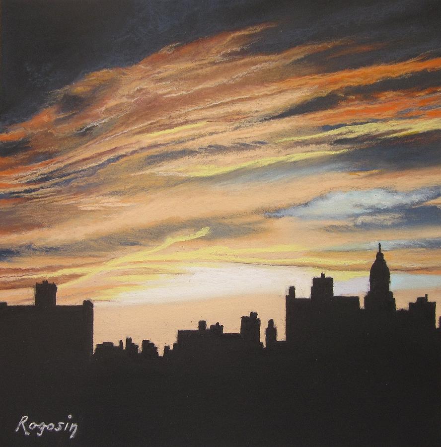 Sunset Painting - Sunset City from East 2nd Street by Harvey Rogosin