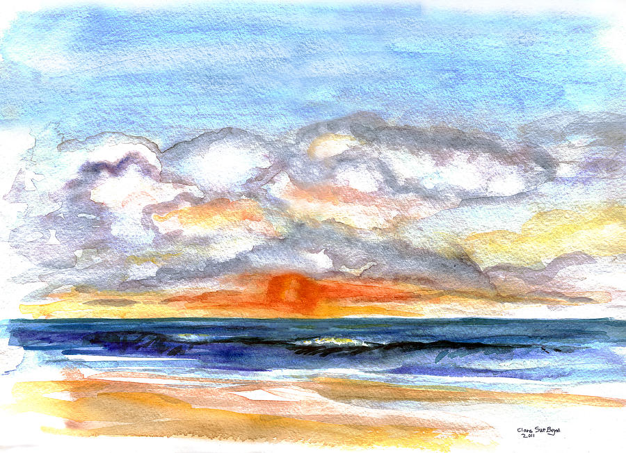 Sunset Clouds Painting by Clara Sue Beym