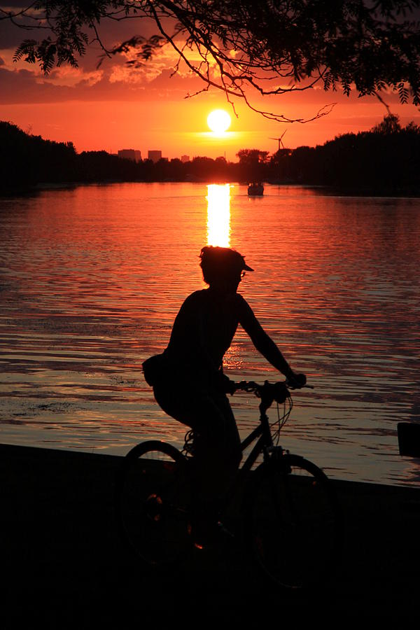 Sunset Cyclist Photograph by Valentino Visentini