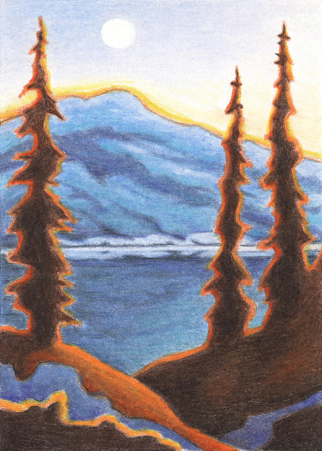 Sunset Drawing - Sunset Fire by Amy S Turner