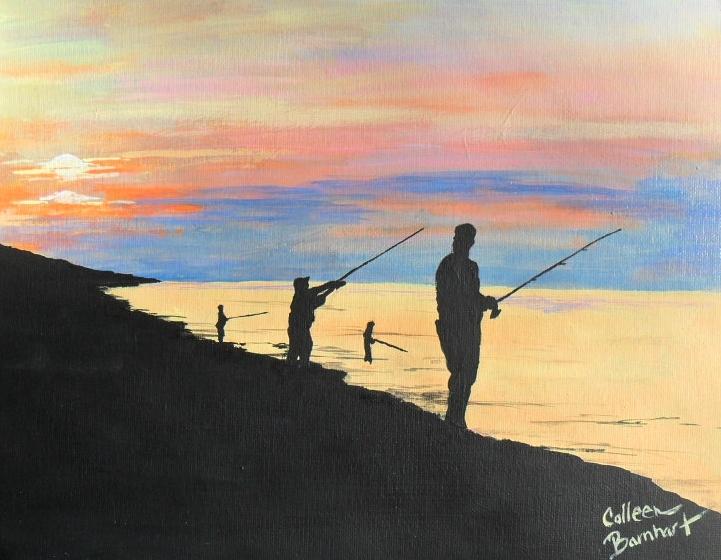 Fish Painting - Sunset fishing by Colleen Barnhart