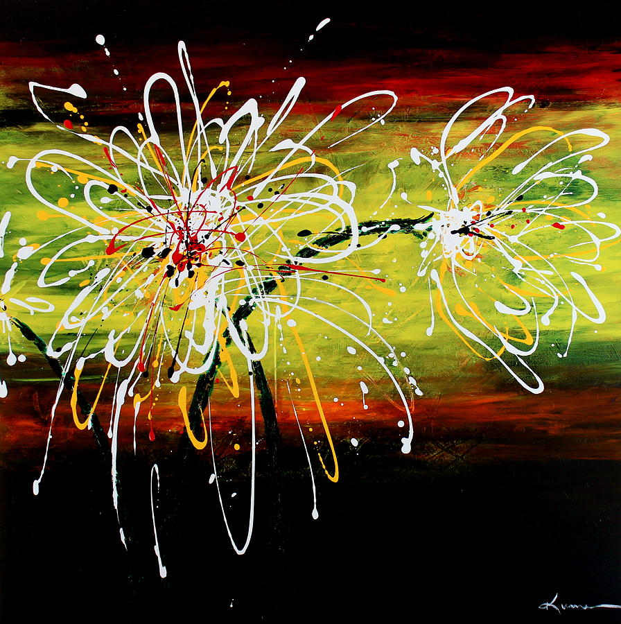 Abstract Painting - Sunset Flowers by Kume Bryant