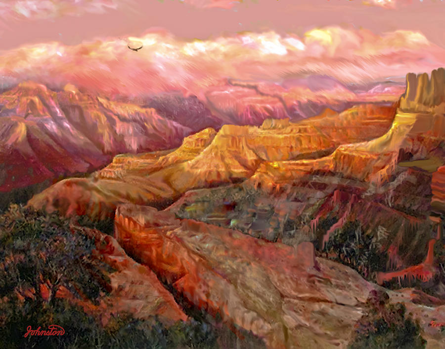 Prehistoric Painting - Sunset Grand Canyon by Bob and Nadine Johnston
