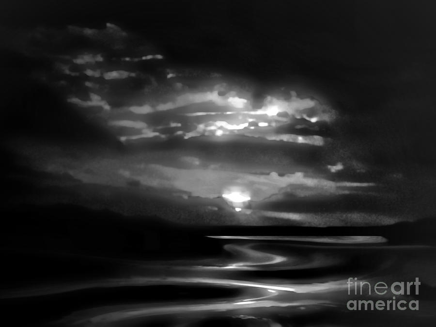 Sunset In Black And White Photograph by John  Kolenberg