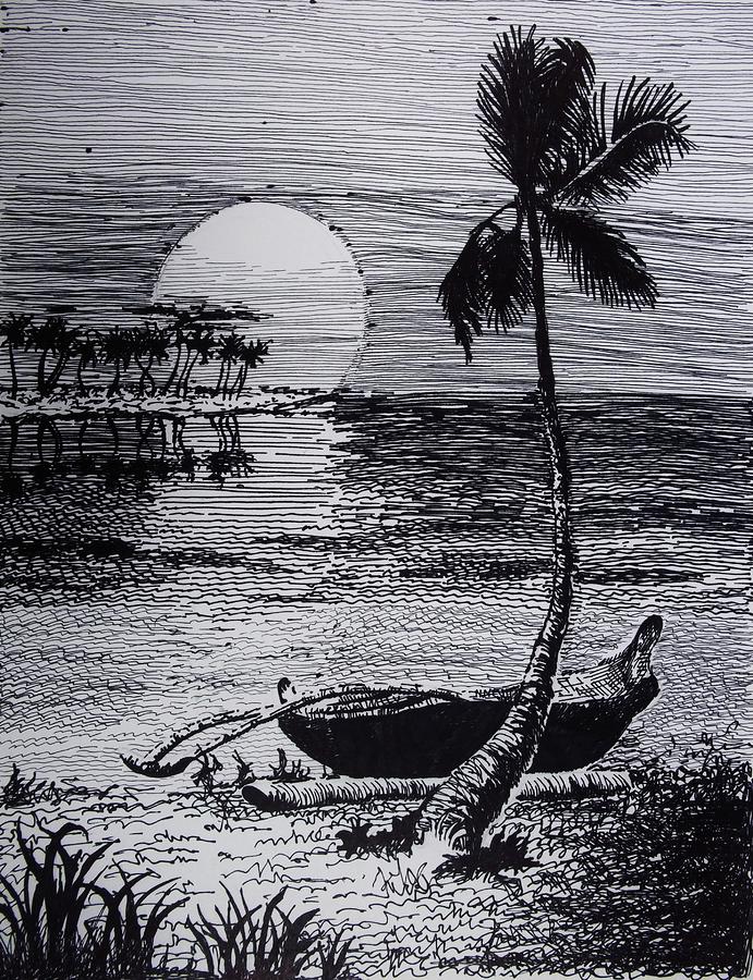 Sunset in Caribean Drawing by Yulia Hobriy - Fine Art America