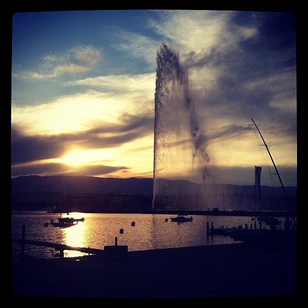 Sunset In Geneva Lake Photograph by Lou Garou