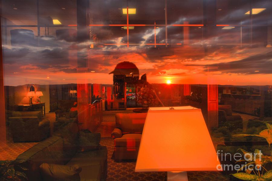 Pipestem Resort State Park Photograph - Sunset In McKeever Lobby by Adam Jewell