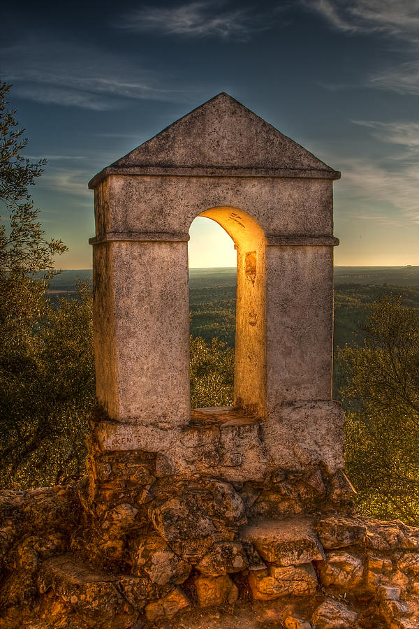 Castle Photograph - Sunset in Monfrague Castle by Gabor Pozsgai
